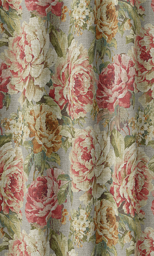 Floral Print Flat, Plain, Fake, Faux, European Relaxed Roman Blinds (Pink/ Orange)