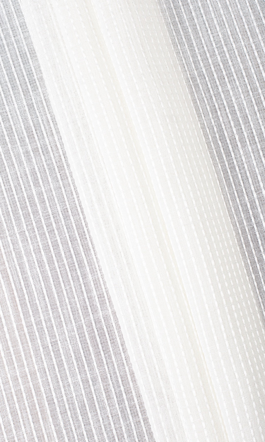 Embroidered Striped Sheer Free Fabric Material Sample (Pearl White)