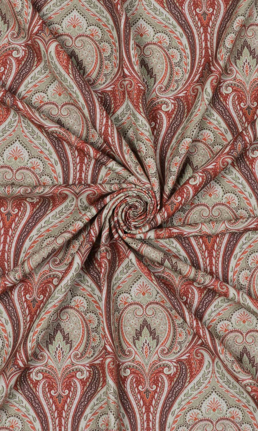 Floral Damask Fabric Material By the Metre (Red/ Brown)