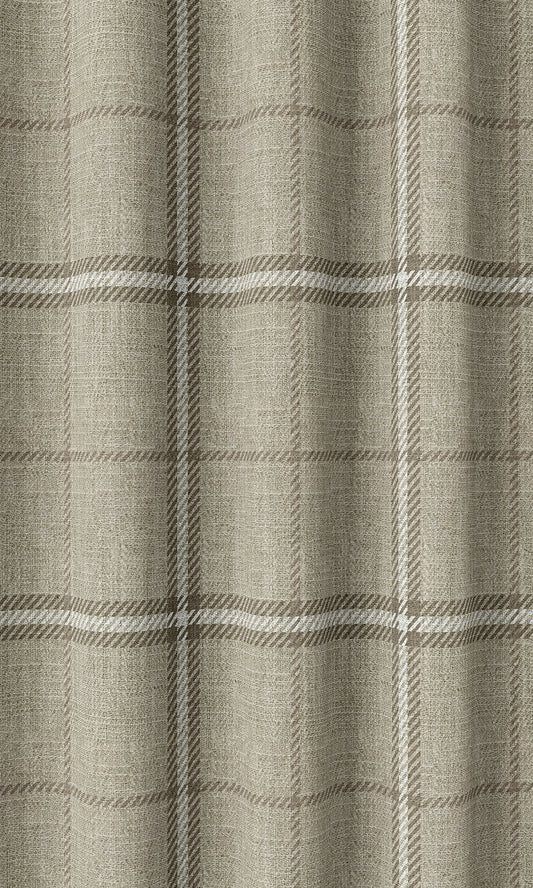 Checkered Home Décor Fabric Sample (Grey-Beige/ Brown)