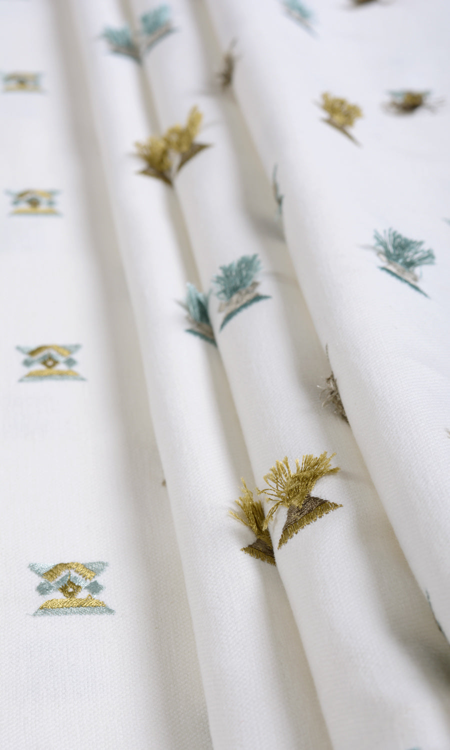 Embroidered Any Size Style Roman Blinds (Green/ Blue/ White)