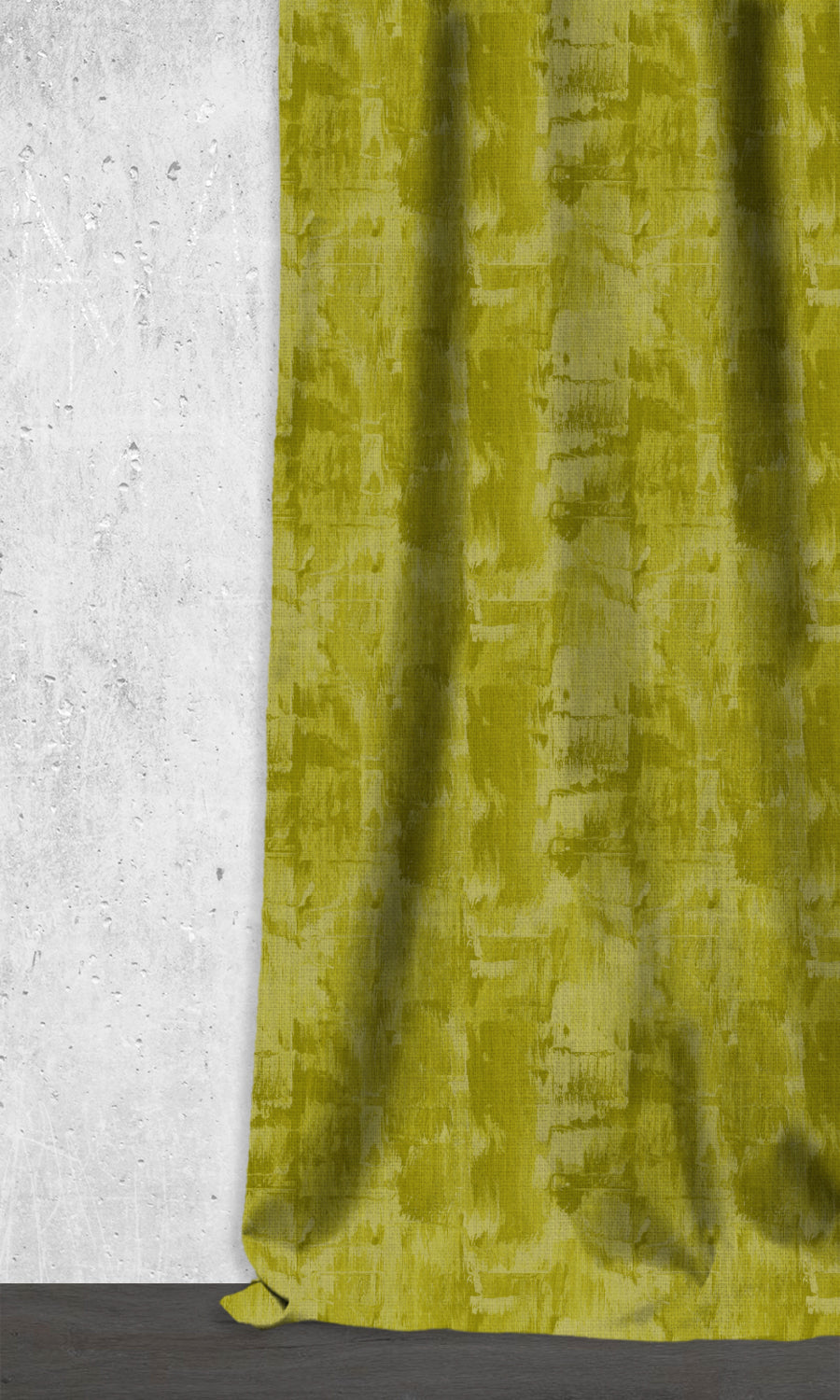Watercolor Effect Striped Window Treatments Fabric Sample (Green/ Moss)