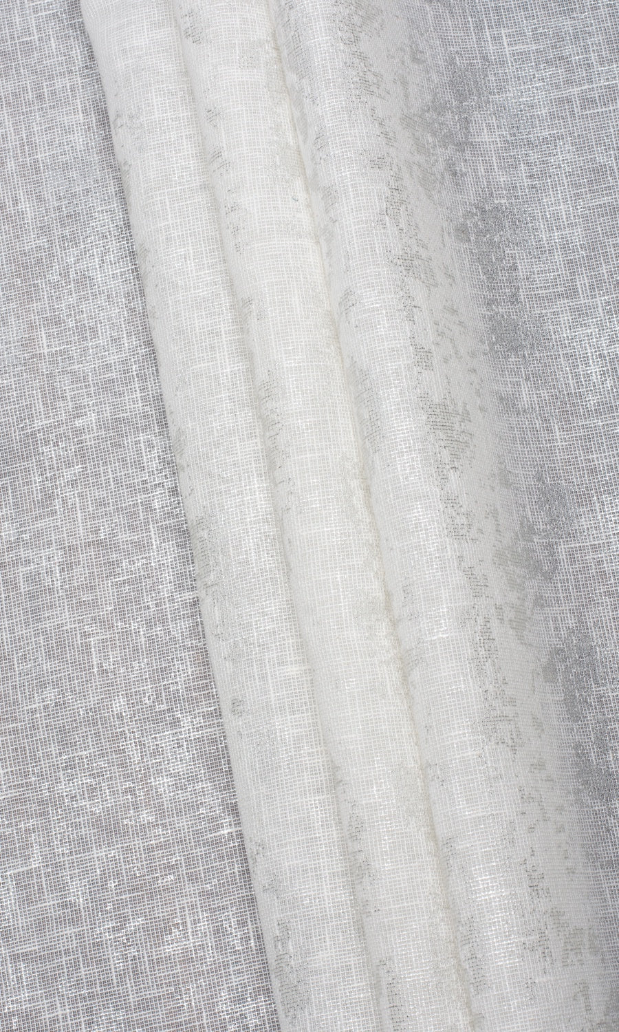 Metallic Accented Flat, Plain, Fake, Faux, European Relaxed Roman Blinds (White/ Silver)
