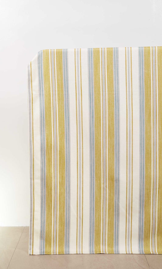 Striped Home Décor Fabric Sample (Gray/ Blue/ White/ Yellow)