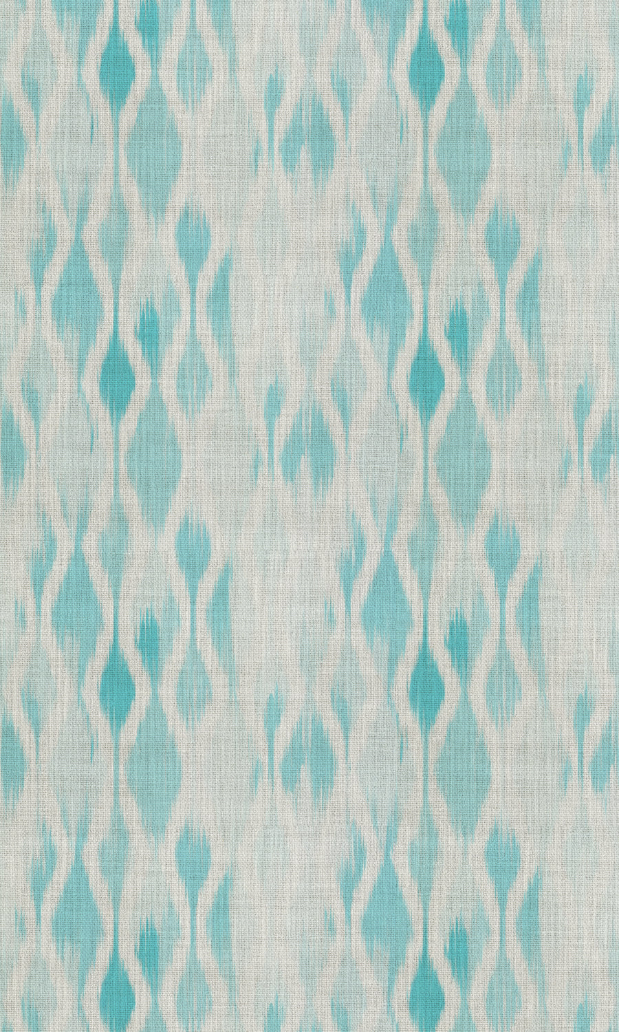 Ikat-Style Fabric Material By the Metre (Eggshell White/ Blue)