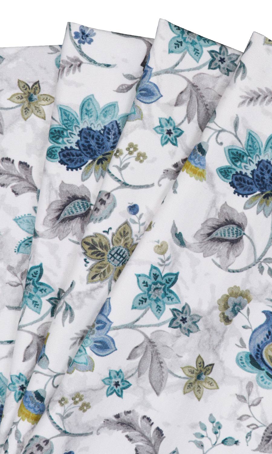 Floral Cotton Roman Shades (Grey/ Blue) Extra Long Short Wide