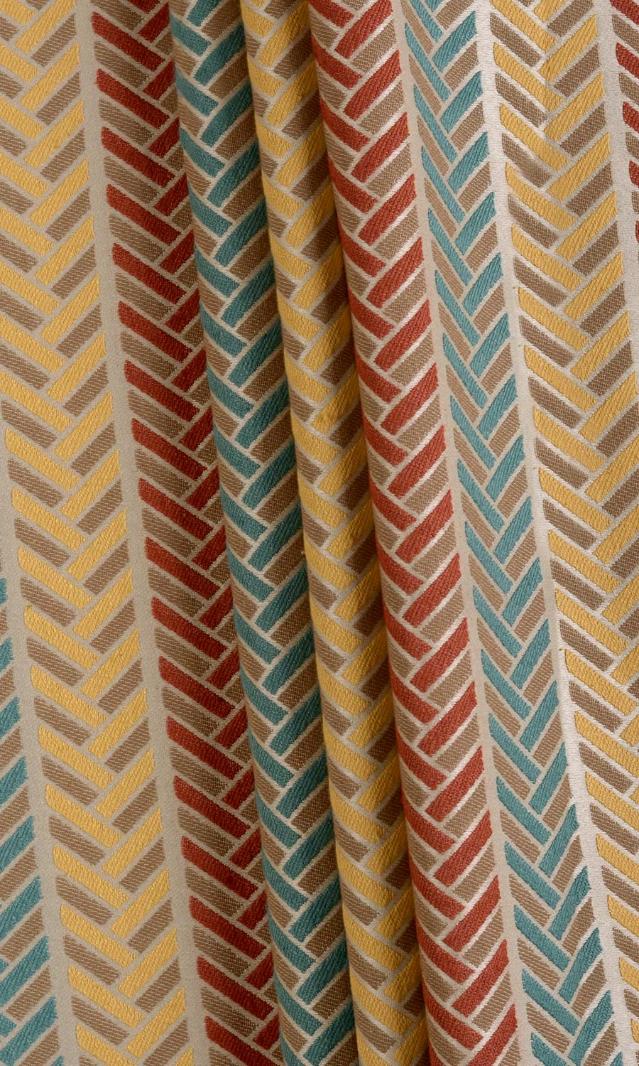Herringbone Window Treatments Fabric By the Metre (Red/ Blue/ Yellow)