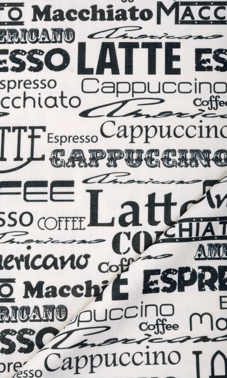 Coffee Theme Printed Roman Blinds & Window Shades (White/ Black)