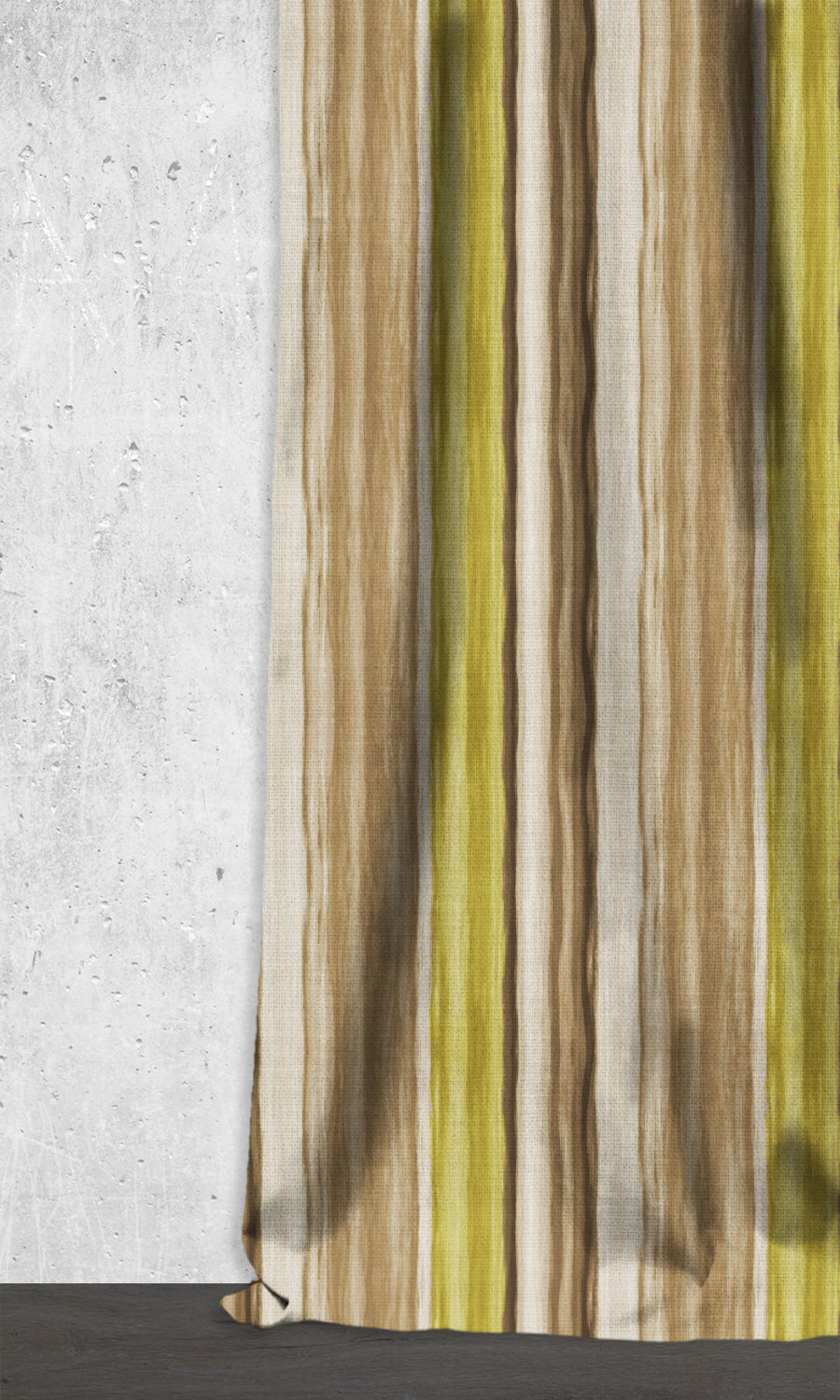 Watercolor Striped Window Treatments Fabric By the Metre (Yellow/ Brown/ Green)