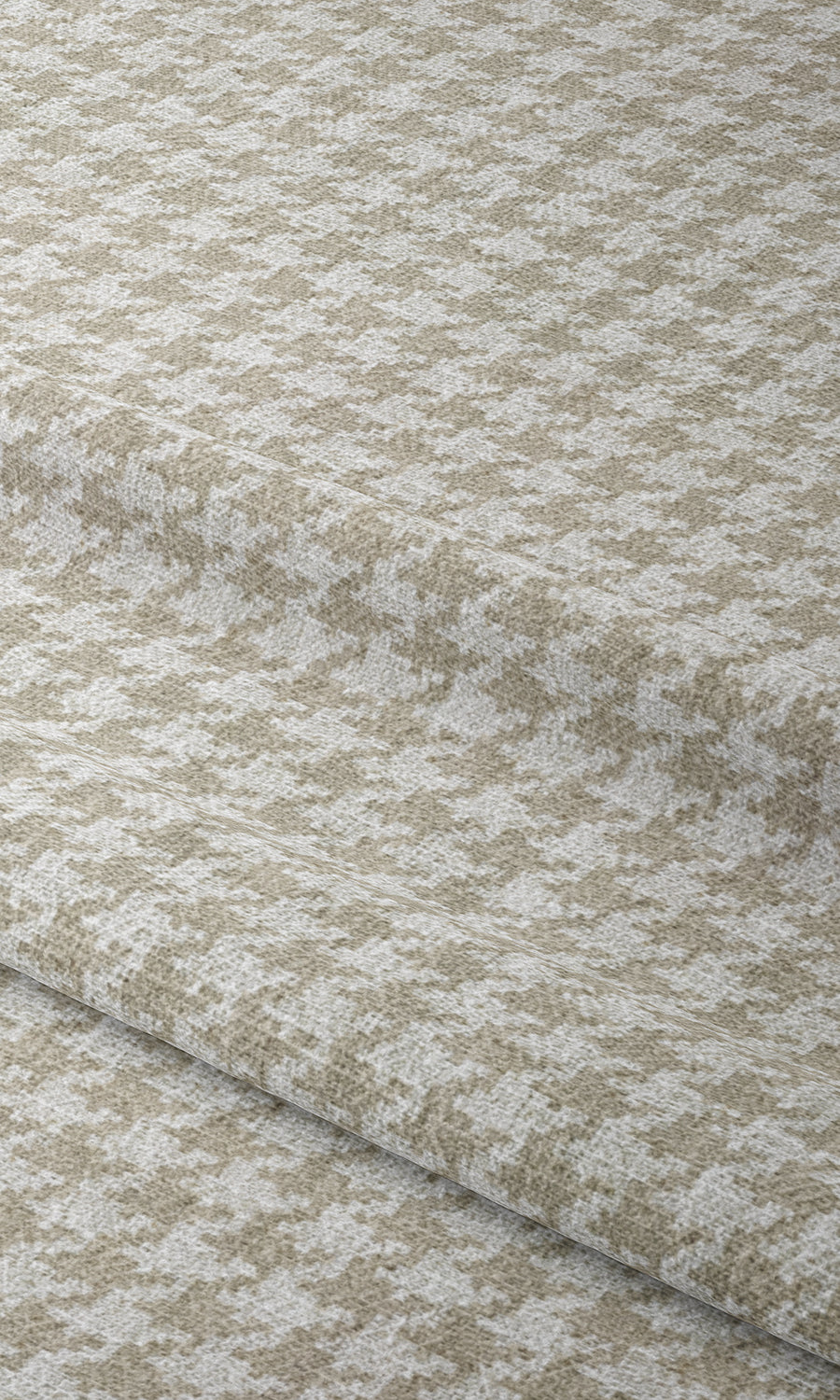 Houndstooth Print Window Treatments Fabric By the Metre (Beige/ White)