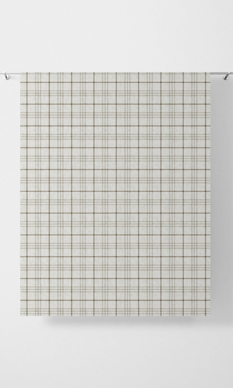 Checkered Fabric Material By the Metre (Linen White/ Pale Brown)