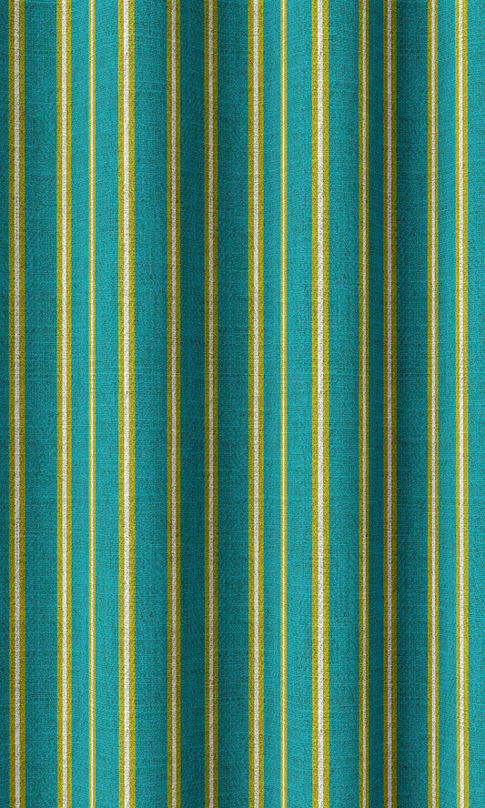 Striped Print Home Décor Fabric Sample (Blue/ Green)