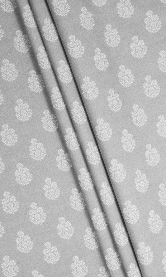 Floral Cotton Home Décor Fabric By the Metre (Silver Grey)