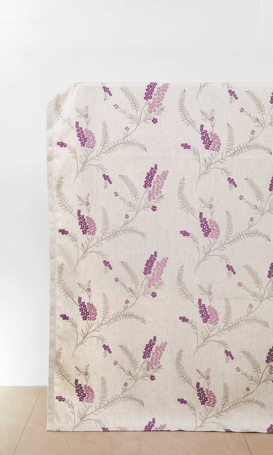 Floral Home Décor Fabric By the Metre (Beige/ Purple/ Lilac)