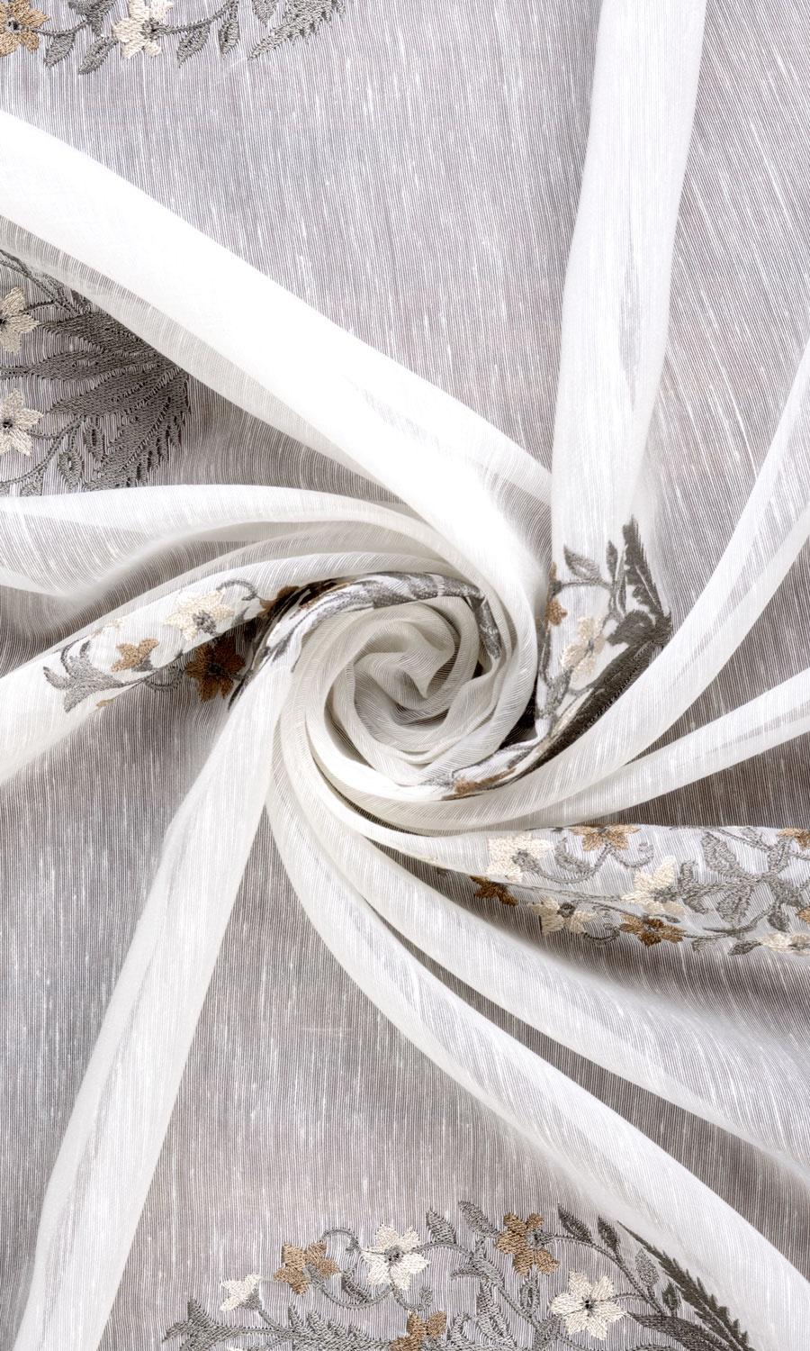 Floral Sheer Flat, Plain, Fake, Faux, European Relaxed Roman Blinds (White/ Grey/ Brown)