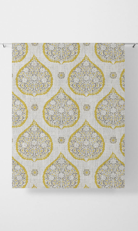 Paisley Home Décor Fabric By the Metre (Yellow/ Gray)