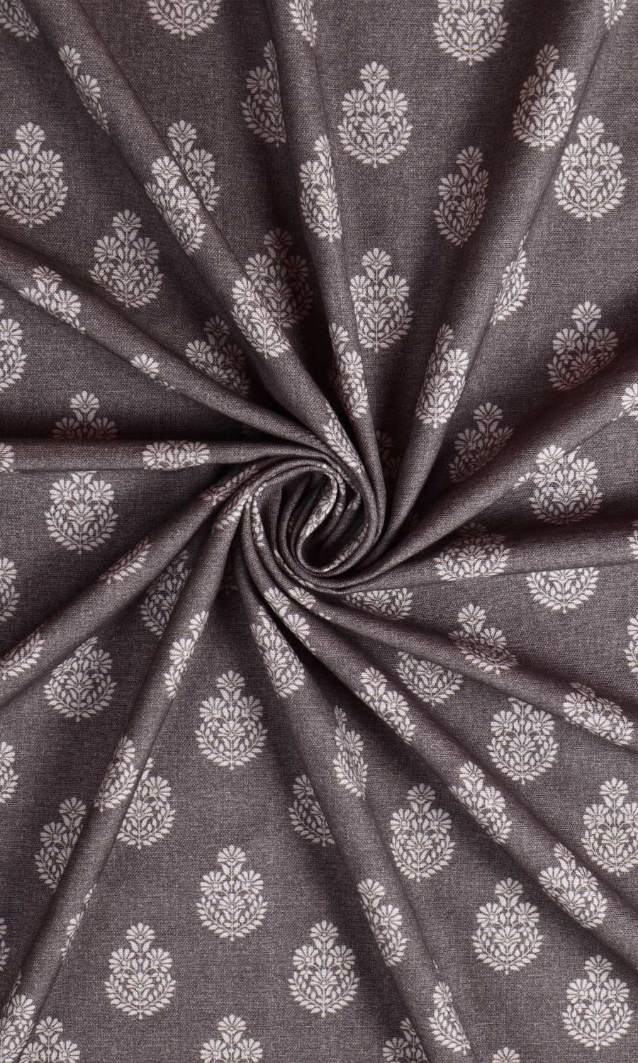 Floral Cotton Home Textile Fabric Material By the Metre (Charcoal Grey)