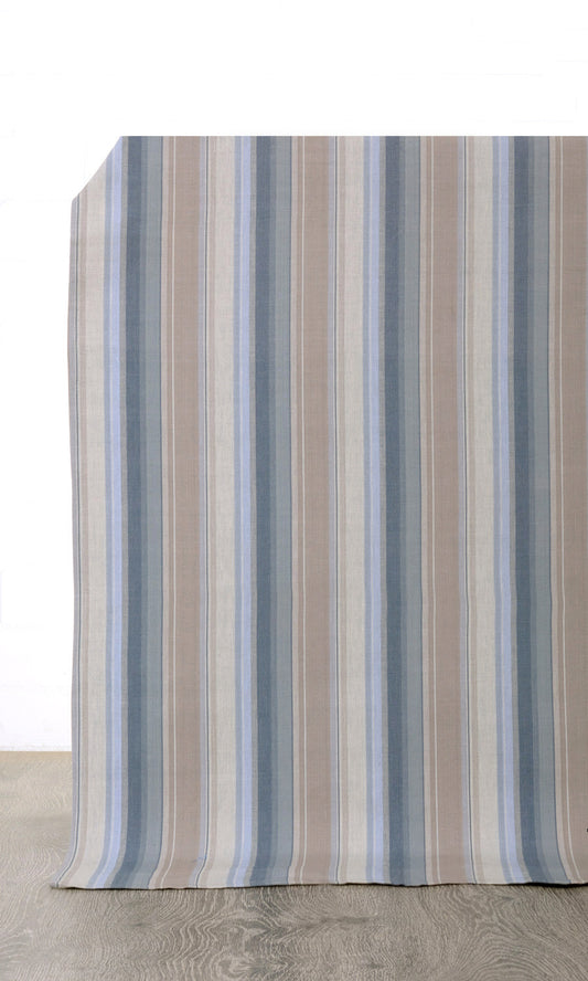 Cotton Home Décor Fabric By the Metre (Blue/ Brown)