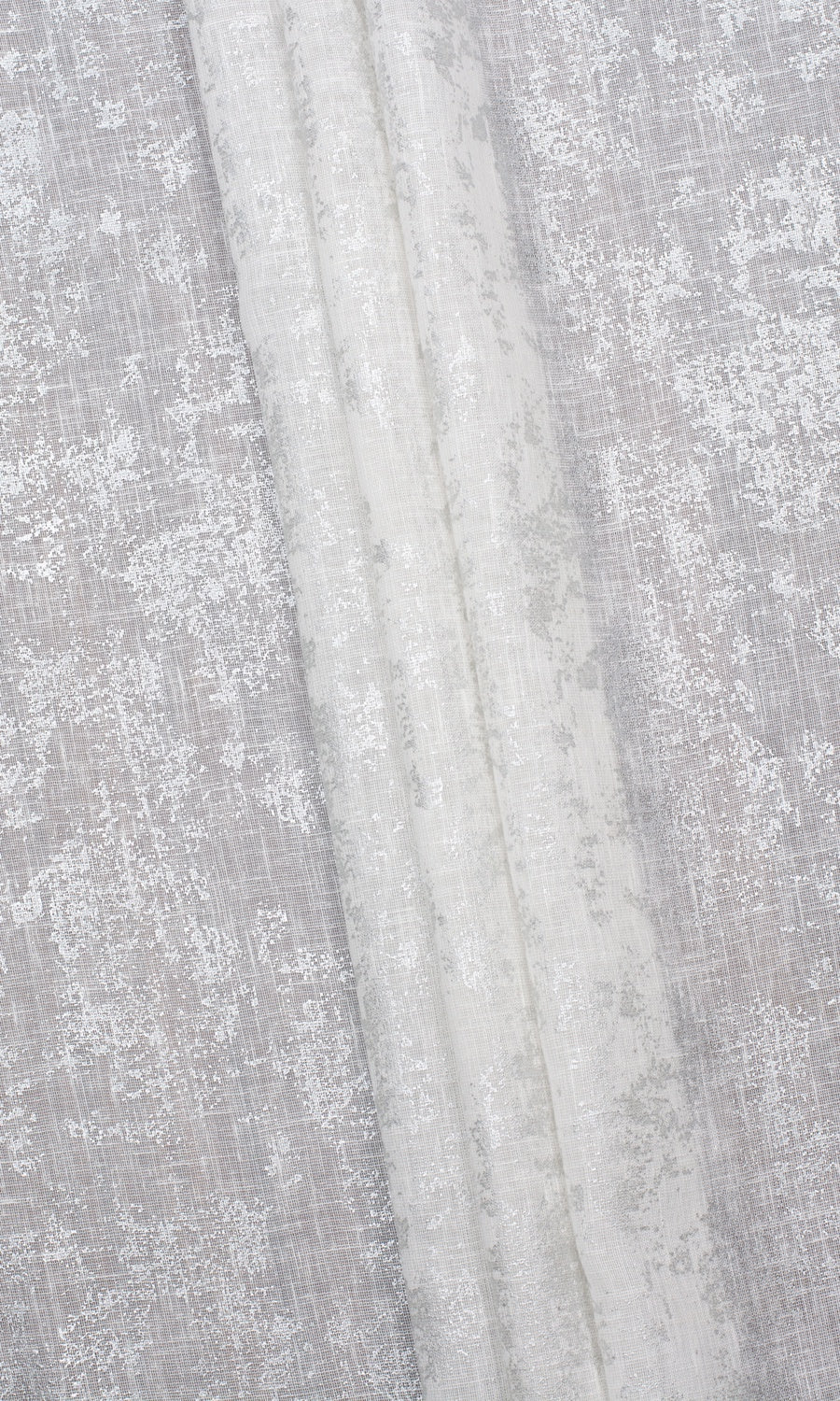 Metallic Accent Semi-Sheer Home Textile Fabric Material By the Metre (White)