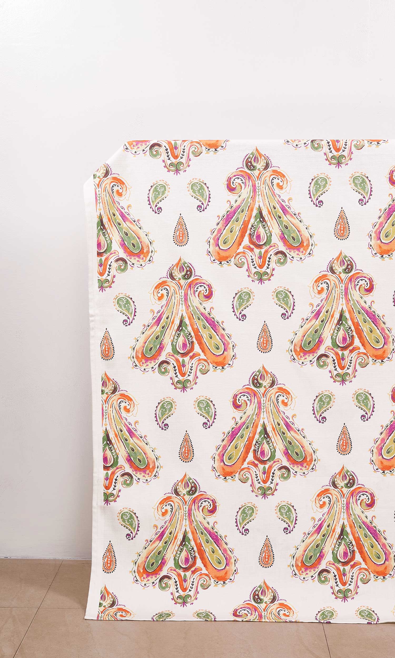 Paisley Print Roman Shades (Green/ Orange) for Living, Bedroom, Kitchen, Bathroom