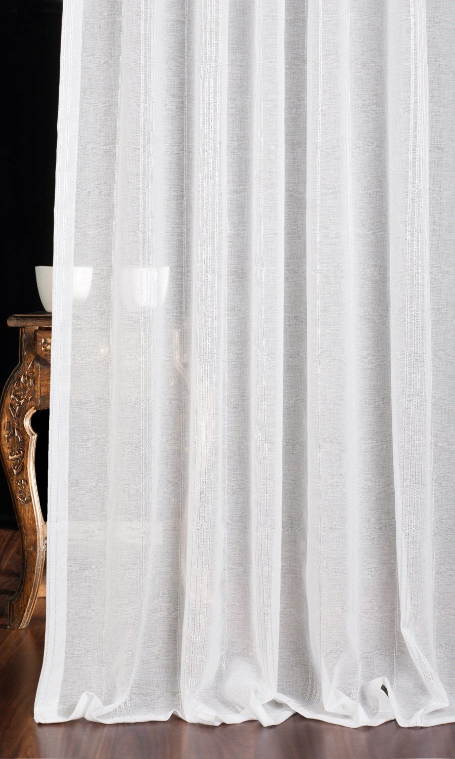 Striped Sheer Window Treatments Fabric By the Metre (White)