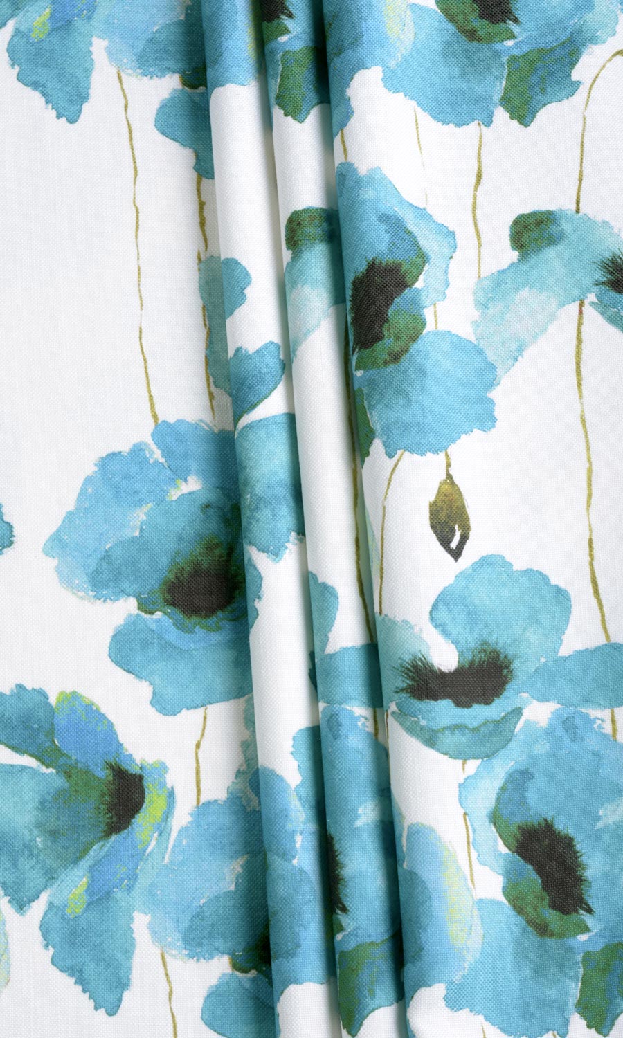 Water Lilies Floral Free Fabric Material Sample (Blue)