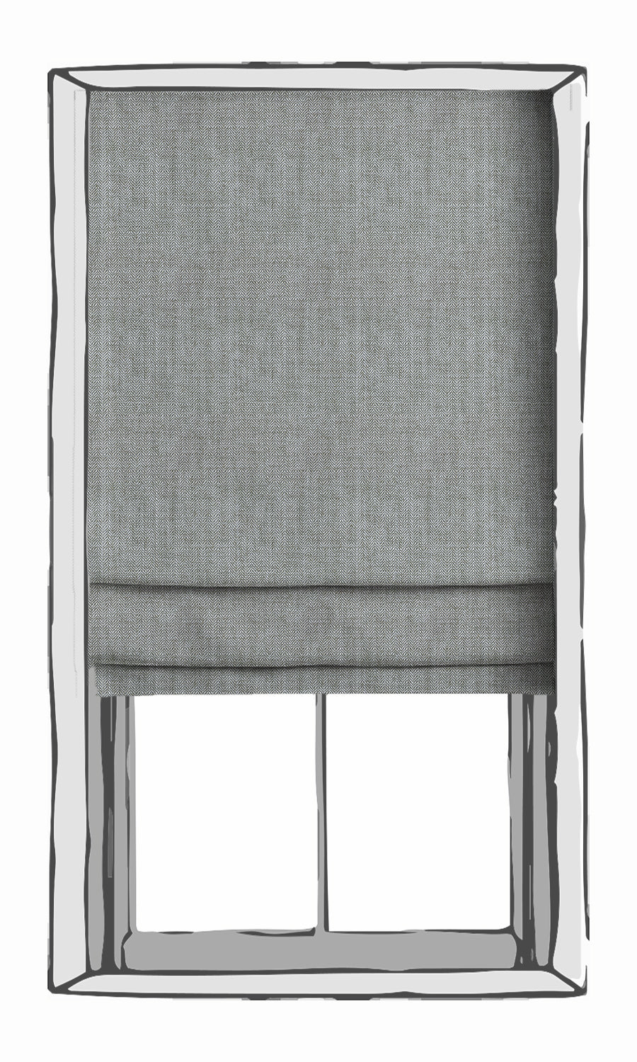 Herringbone Print Flat, Plain, Fake, Faux, European Relaxed Roman Blinds (Petrol Blue/ White)