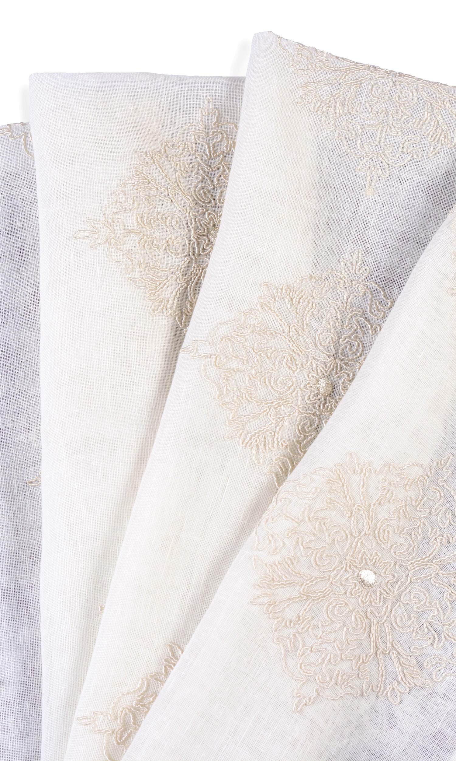 Sheer Floral Embroidered Roman Blinds & Window Shades (White/ Cream)