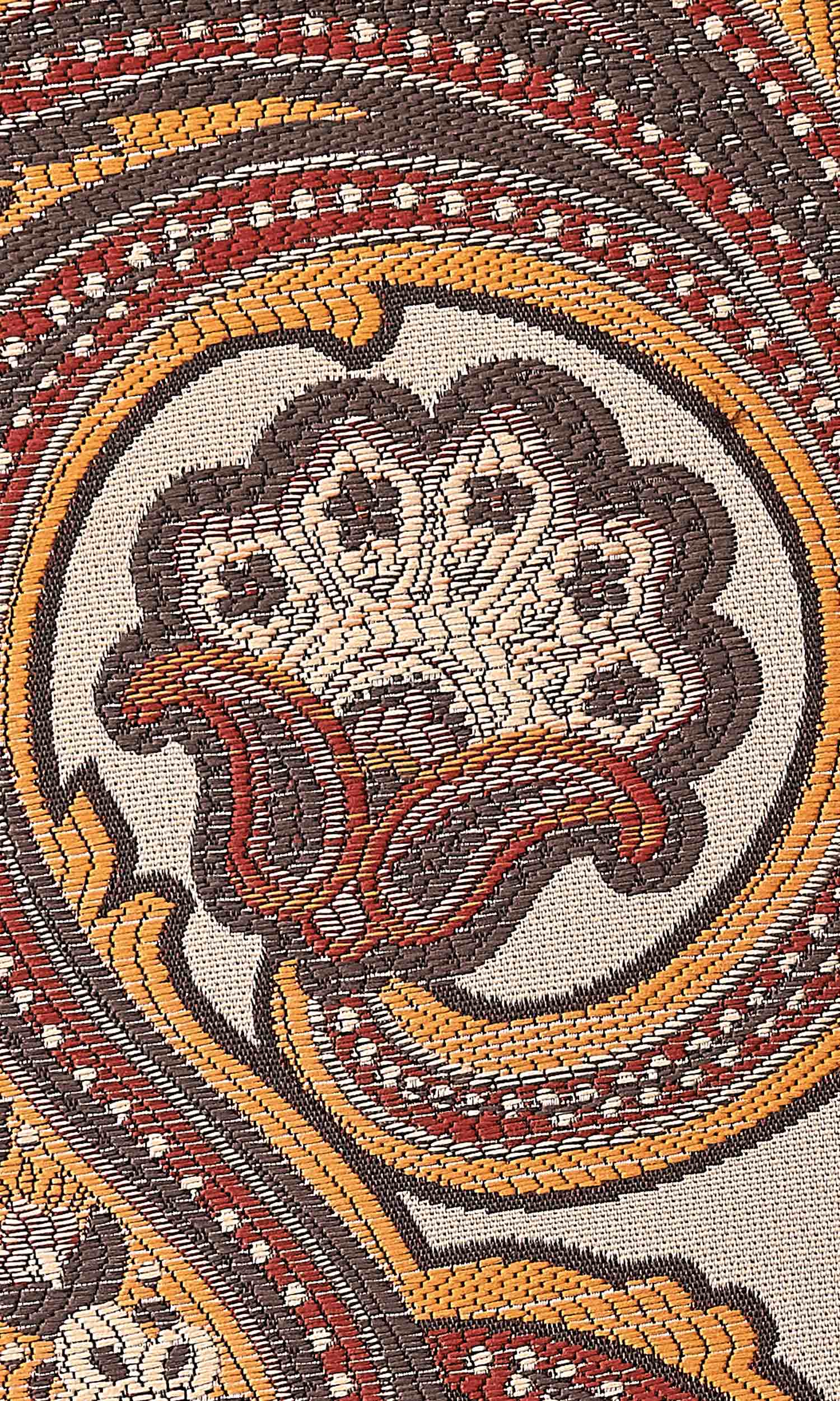 Paisley Home Textile Fabric Material By the Metre (Brown/ Russet Red/ Deep Yellow)