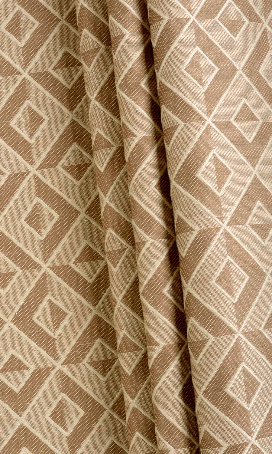 Argyle Patterned Fabric Material By the Metre (Pale Tan/ Brown)
