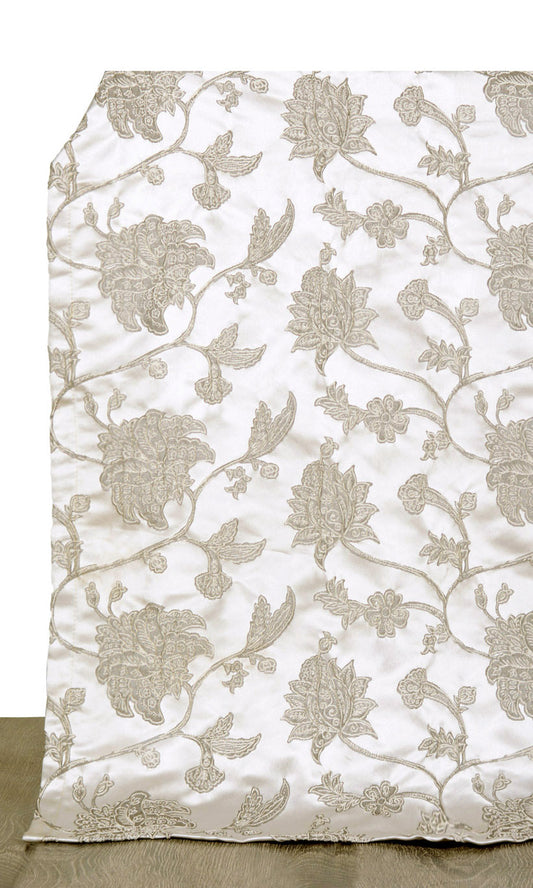 Floral Home Décor Fabric By the Metre (White/ Silver/ Gray)