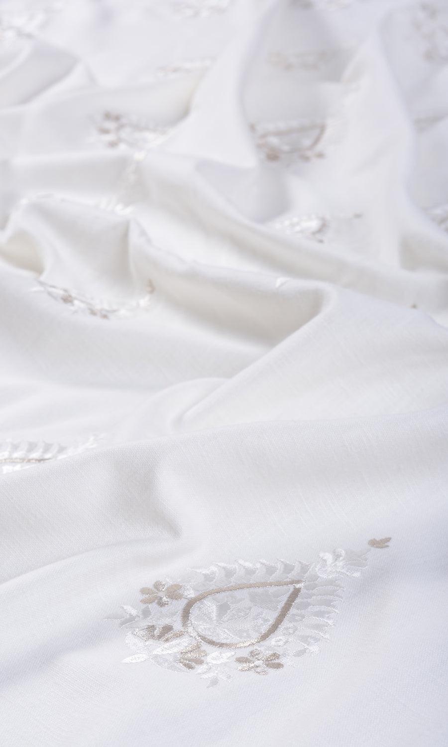 Embroidery Fabric By the Metre for Roman Blinds & Shades (Pure White/ Pale Gray)