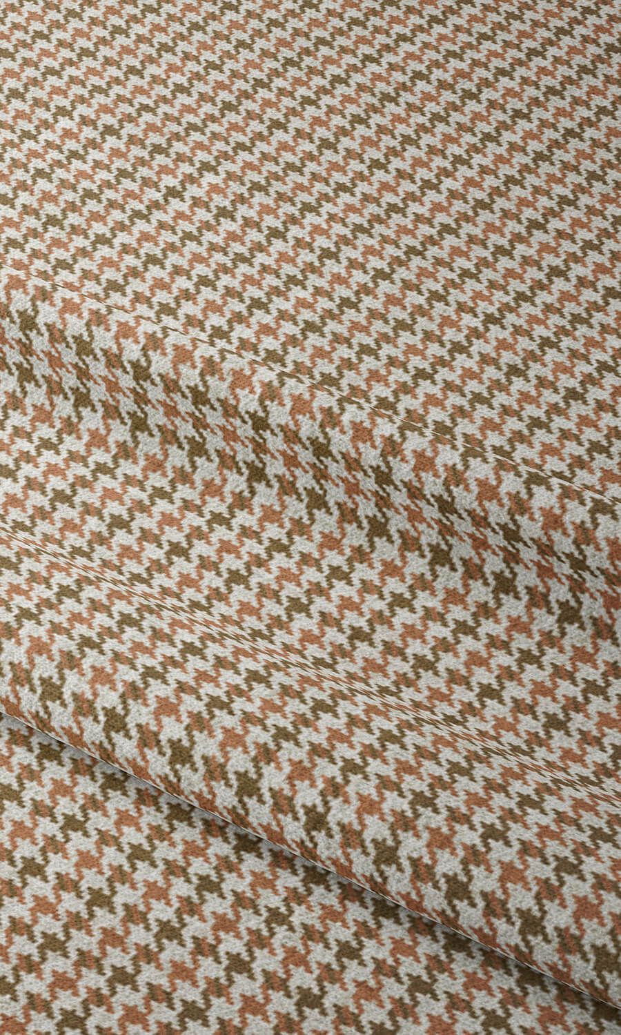 Houndstooth Home Textile Fabric Material Sample (Orange & Green)