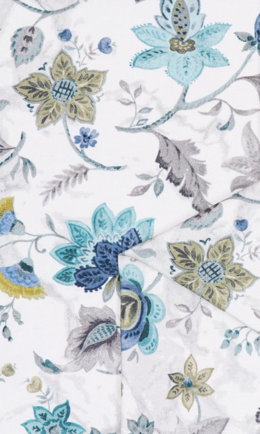Floral Cotton Roman Blinds & Window Shades (Grey/ Blue)