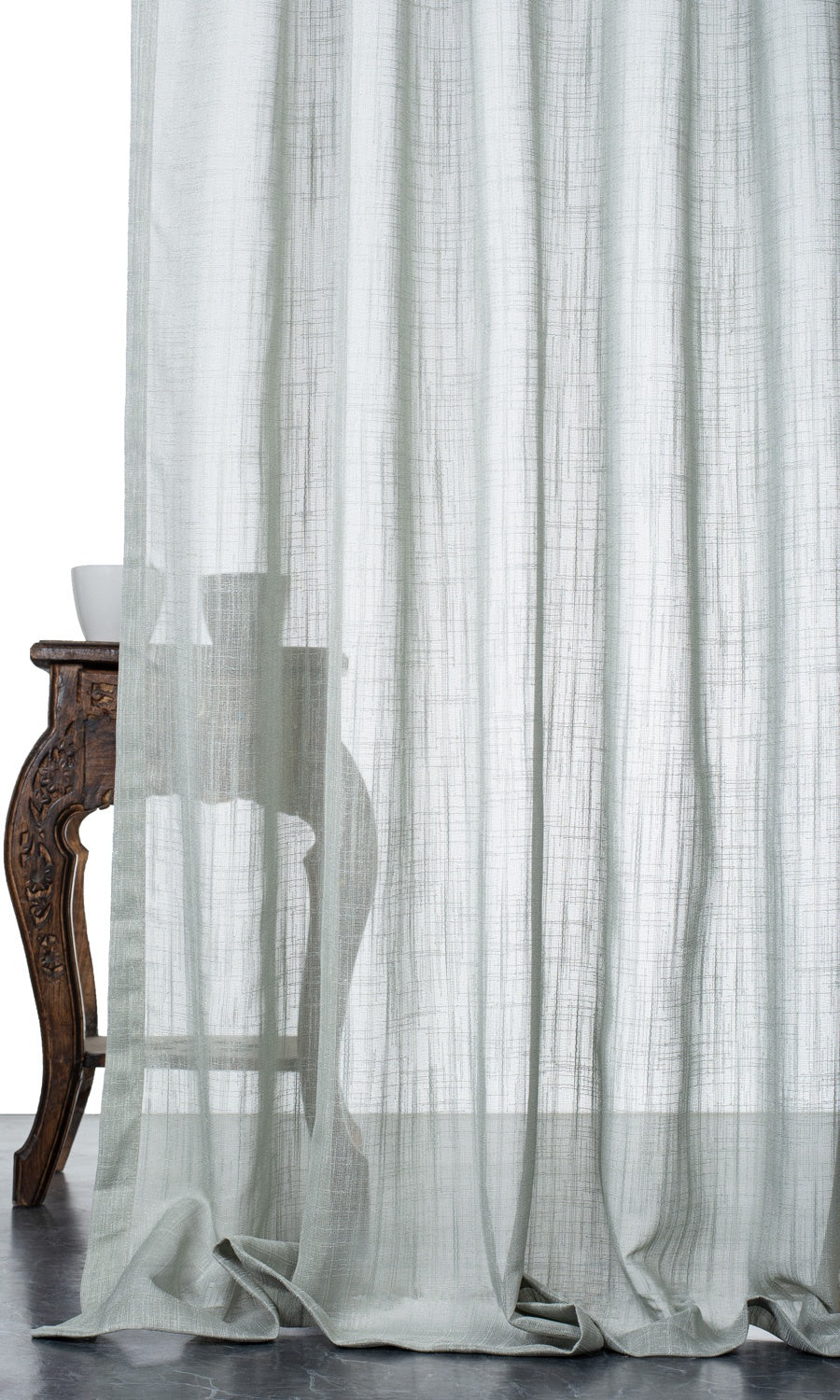 Textured Sheer Flat, Plain, Fake, Faux, European Relaxed Roman Blinds (Ice Grey-Blue)