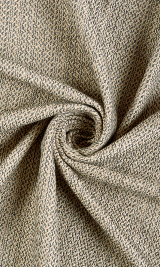 Cotton Home Décor Fabric Sample (Blue/ Beige)