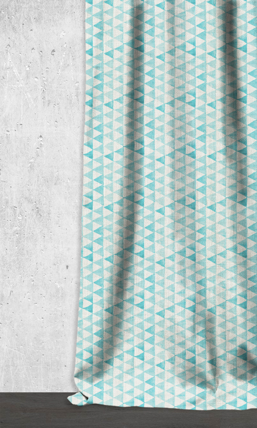 Triagonal Print Home Décor Fabric By the Metre (Eggshell White/ Blue)