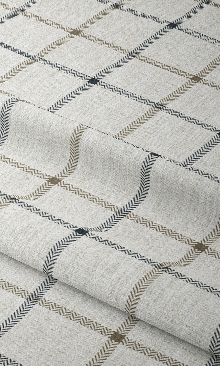 Check Patterned Window Treatments Fabric By the Metre (Oatmeal White)