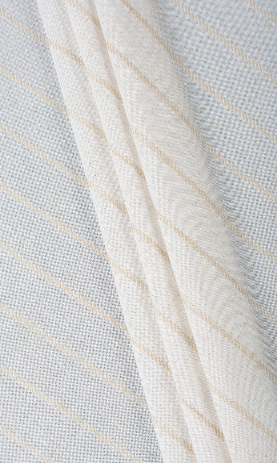 Striped Sheer Linen Blend Window Treatments Fabric By the Metre (White/ Beige)
