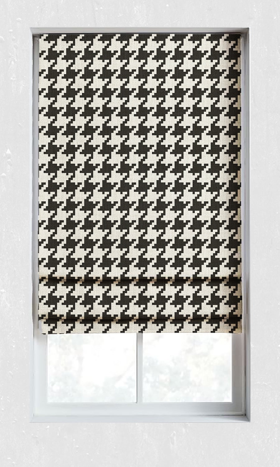 Geo-Print Window Treatments Fabric By the Metre (Black/ Ivory)