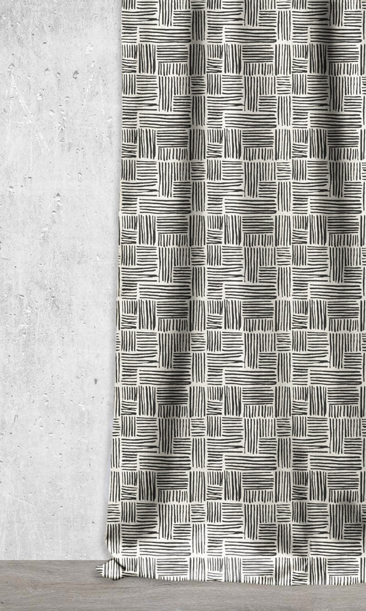 Modern Print Home Décor Fabric By the Metre (Black/ Ivory)