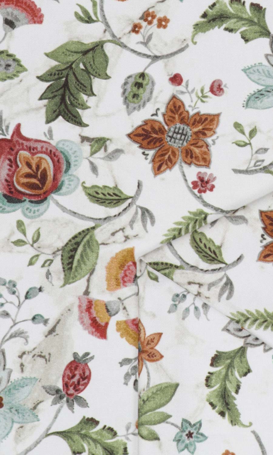 Floral Cotton Made-to-Measure Roman Blinds (White/ Green/ Red)