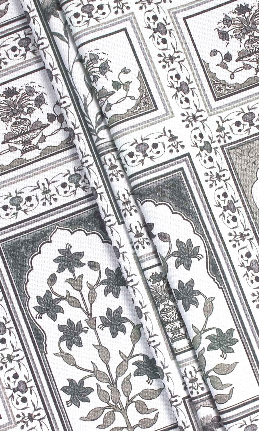 Floral Cotton Made-to-Measure Roman Blinds (White/ Grey)