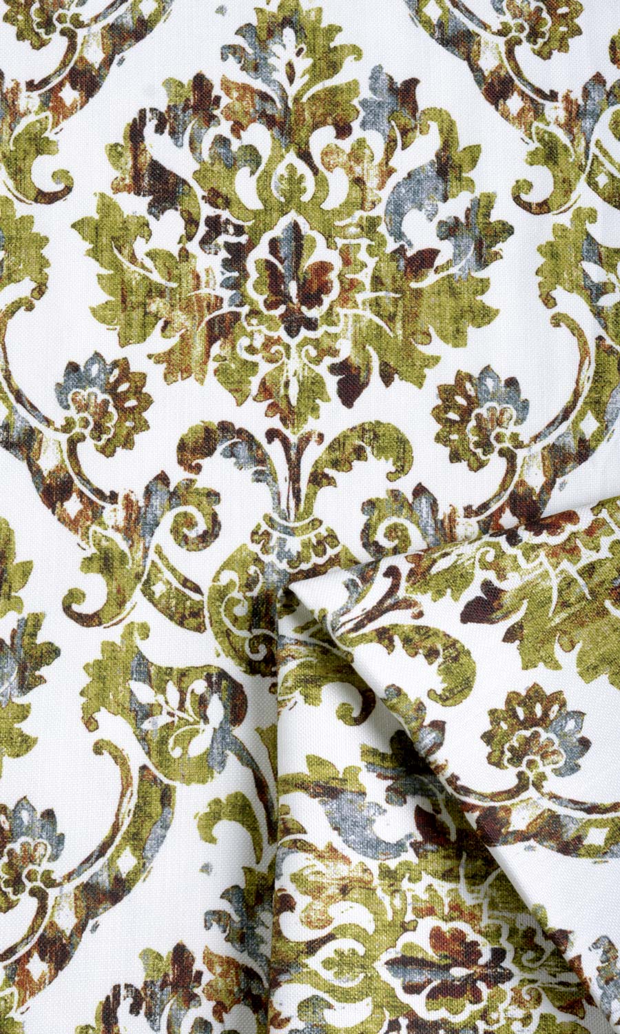 Damask Print Home Textile Fabric Material Sample (Yellow/ Green/ Brown)