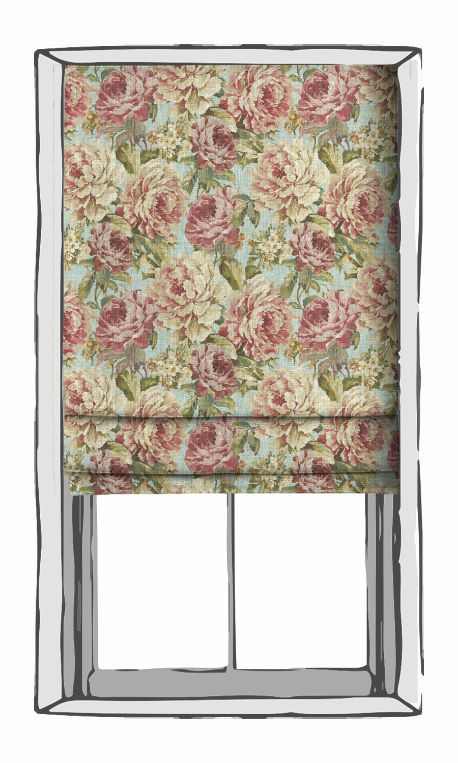 Classic Floral Patterned Window Treatments Fabric Sample (Pink & Blue)