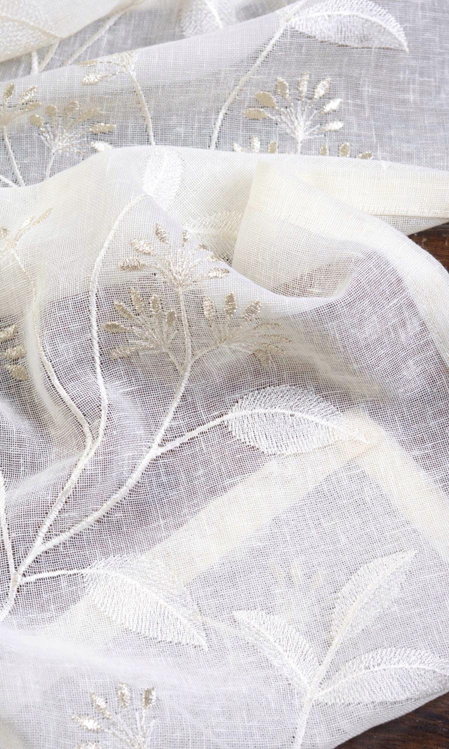 Floral Sheer Any Size Style Roman Blinds (White/ Cream)