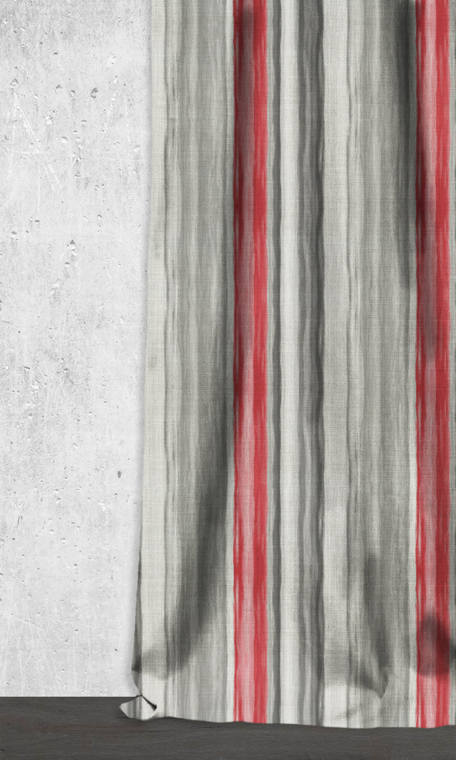 Modern Striped Window Treatments Fabric Sample (Grey/ Red)
