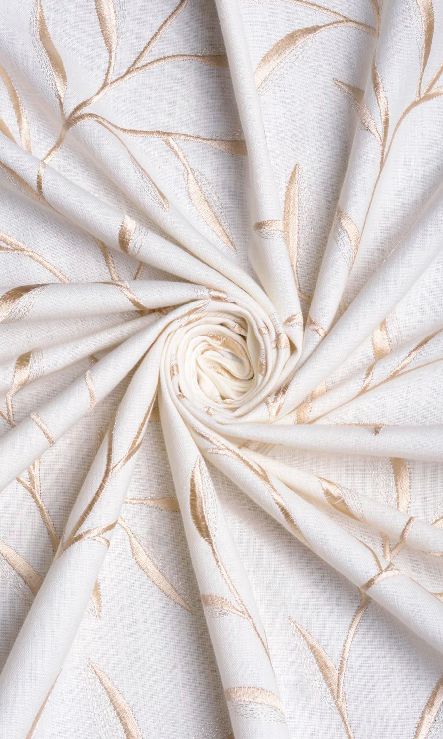 Floral Embroidery Home Textile Fabric Material Sample (White/ Cream)