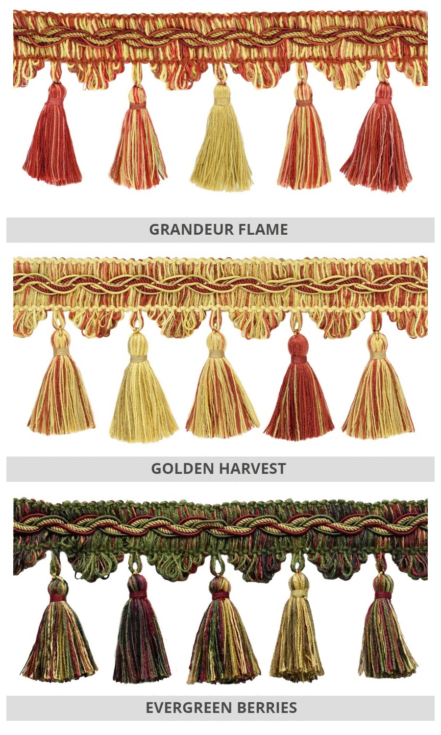 Roman blind tassels and trims