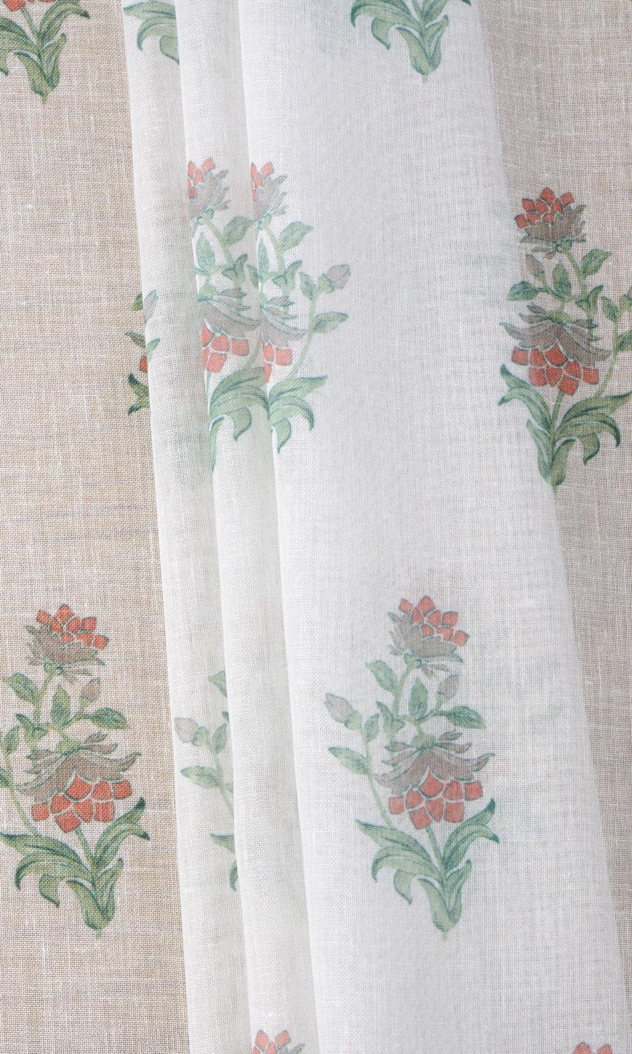 Sheer Floral Shades (White/ Red/ Green) for Living, Bedroom, Kitchen, Bathroom